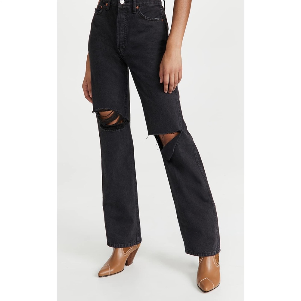 RE/DONE black Distressed High Rise Loose Jeans LIKE NEW